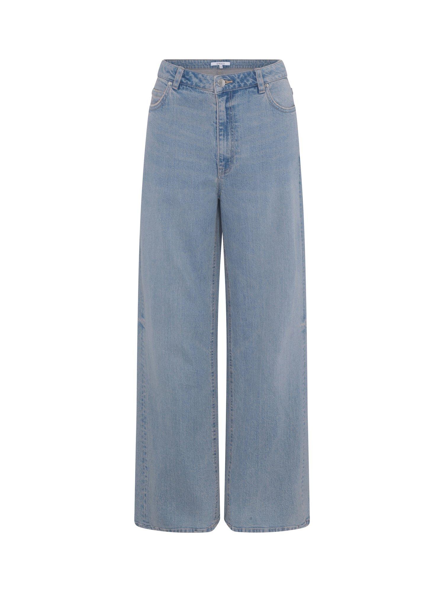 Product image 2 of 3, which shows OMNES Lucy Mid Rise Wide Leg Jeans, Blue, 6
