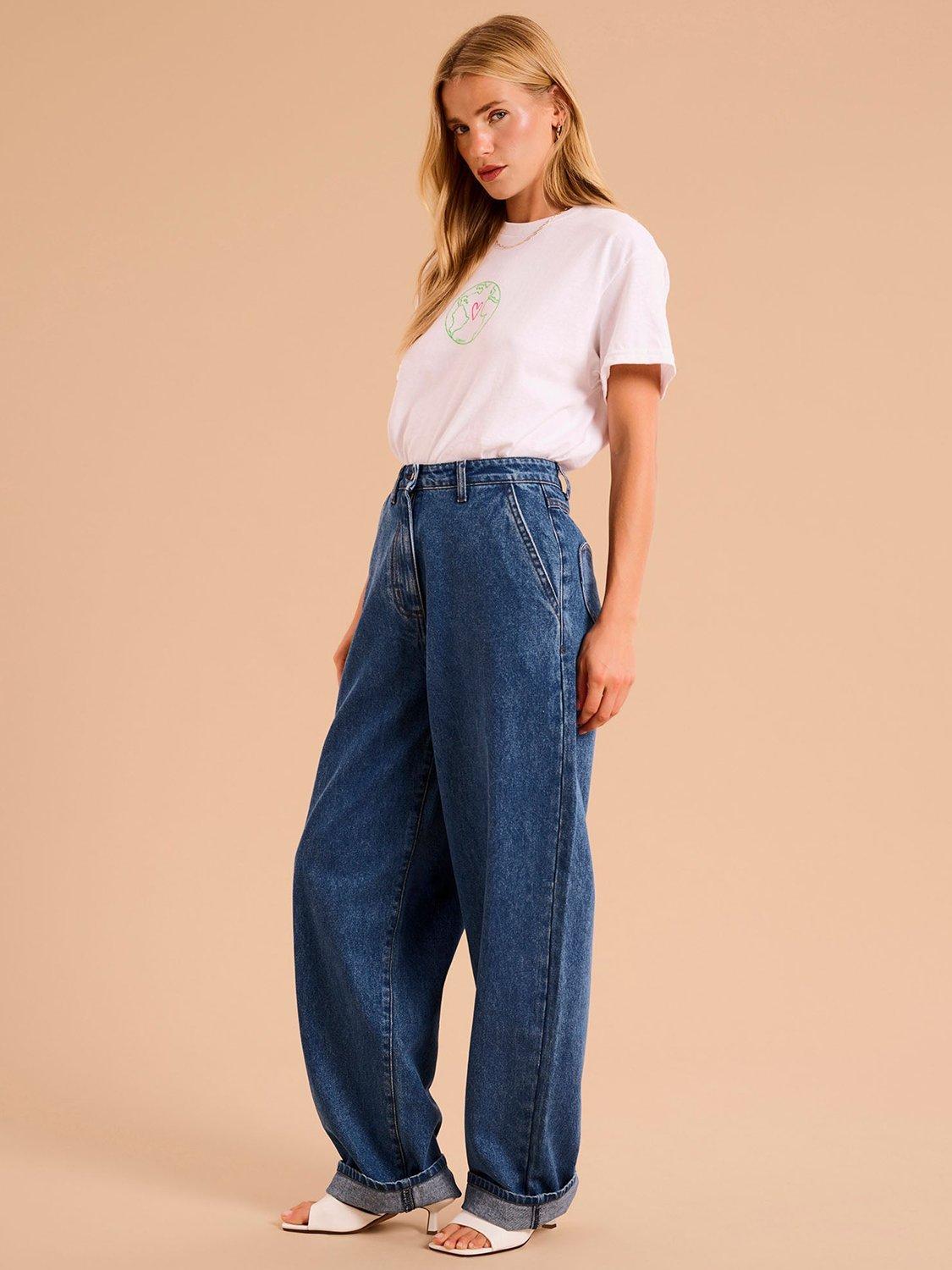 Product image 2 of 3, which shows OMNES Marlo Heart Pocket Jeans, Blue Denim, 6
