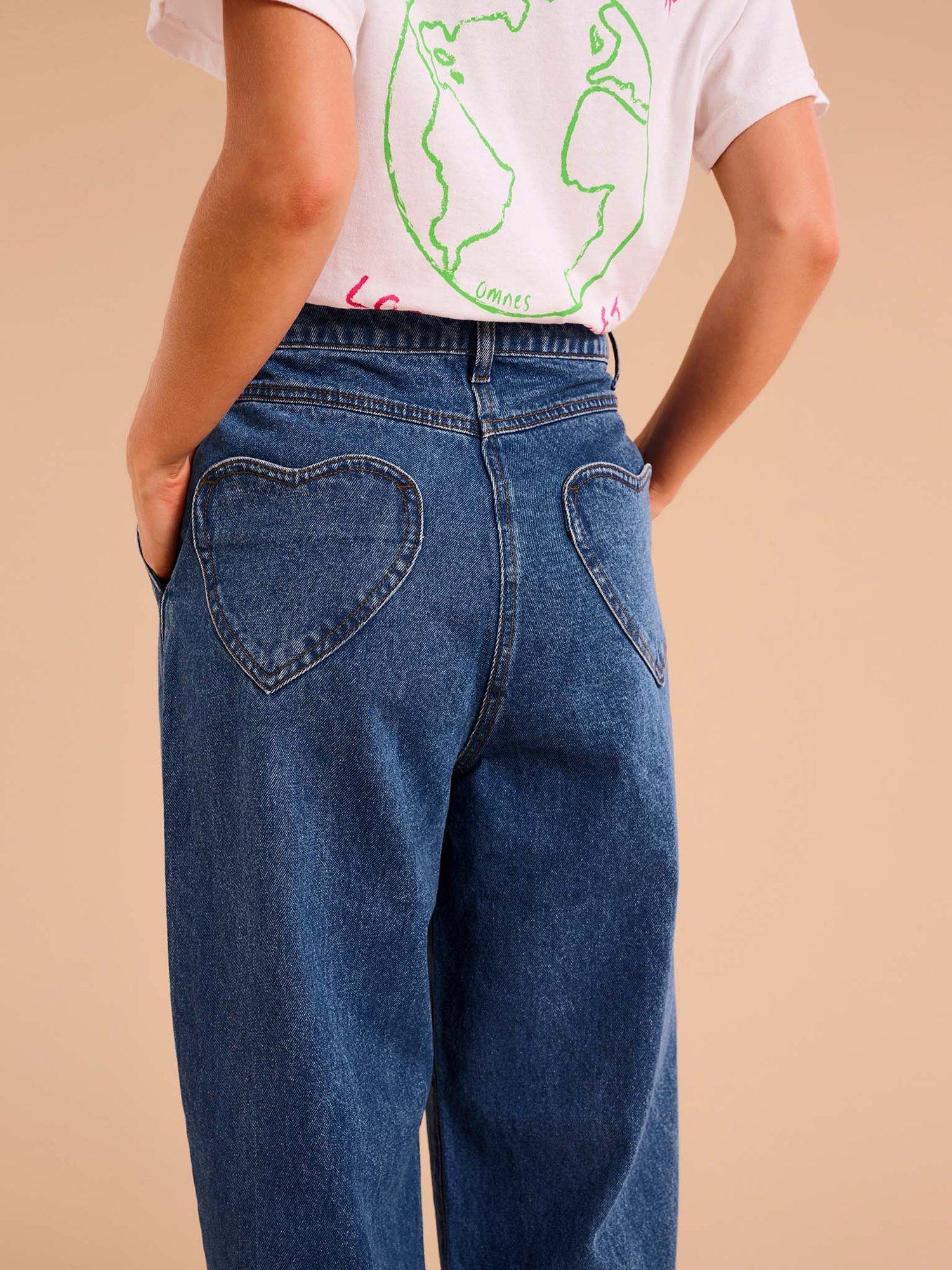 Product image 3 of 3, which shows OMNES Marlo Heart Pocket Jeans, Blue Denim, 6