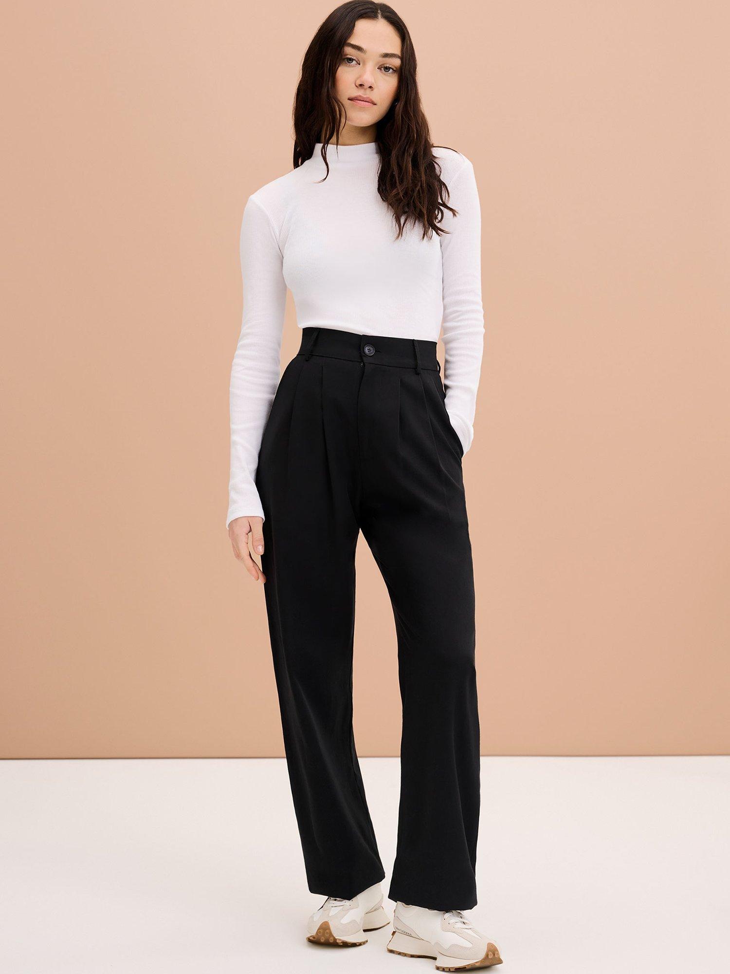 OMNES Cinnamon Relaxed Straight Cut Trousers, Black