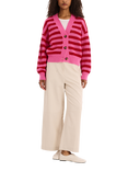 OMNES Heather Stripe Cardigan, Magenta