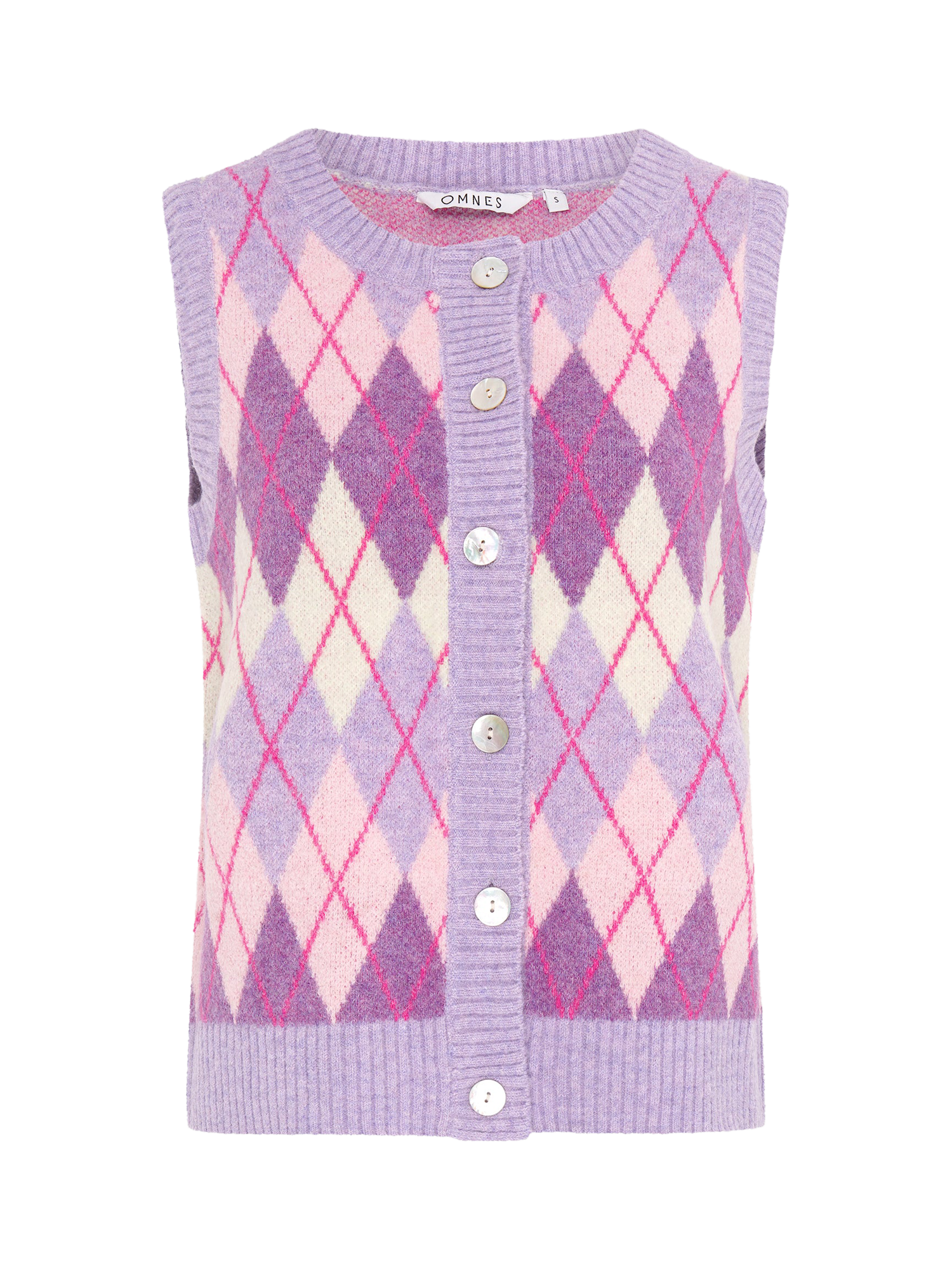 OMNES Matilda Argyle Sleeveless Jumper Purple