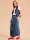 OMNES Olive Denim Midi Skirt