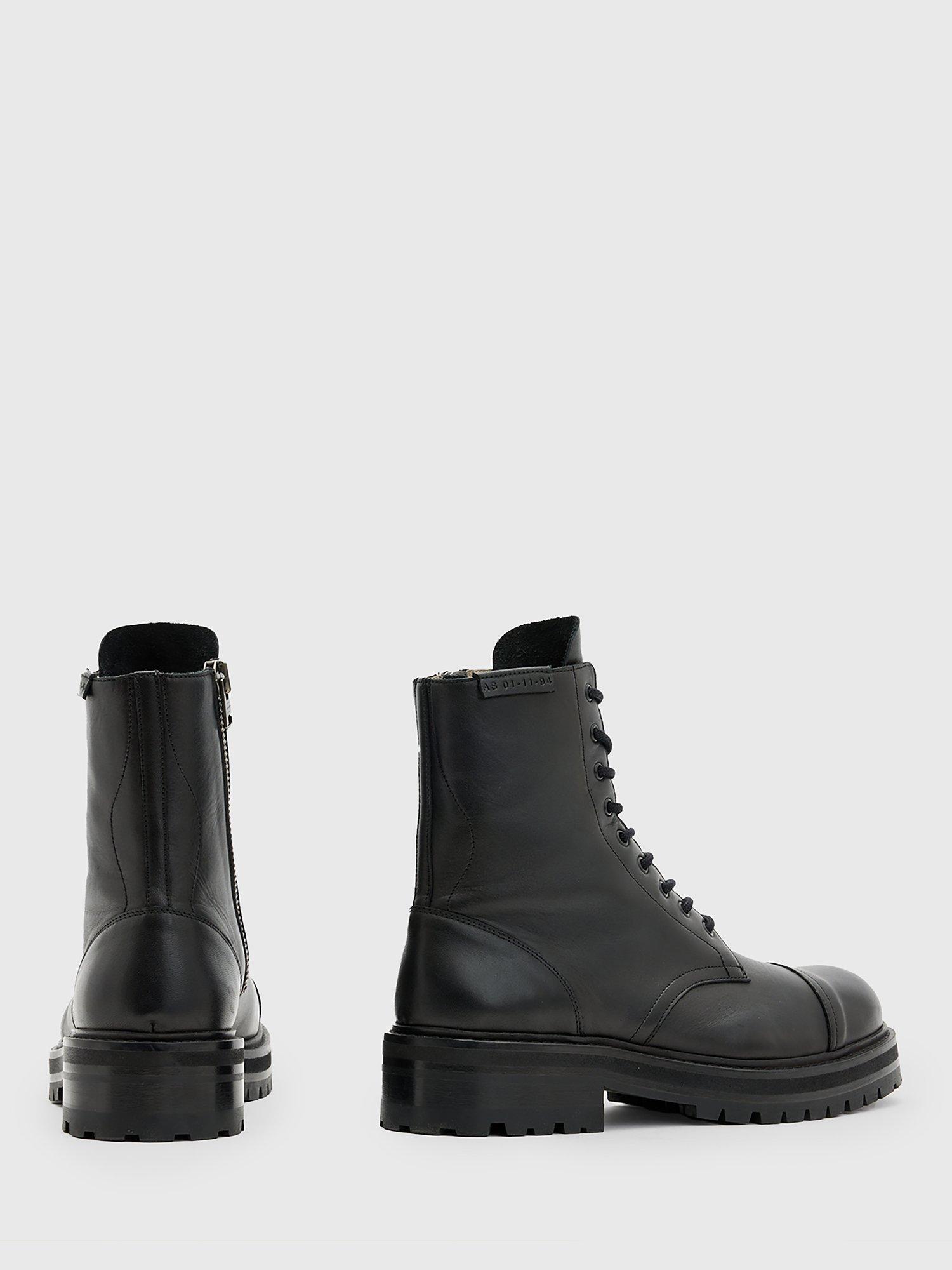 Product image 5 of 5, which shows AllSaints Hank Leather Biker Boots, Black Black, EU44