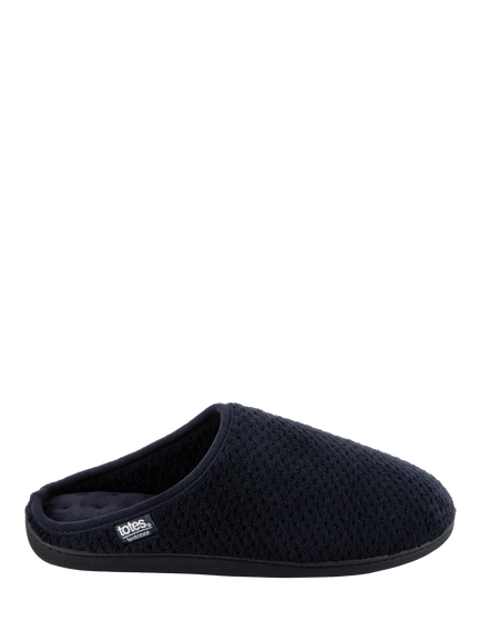 totes Isotoner Swept Back Popcorn Mule Slippers, Navy