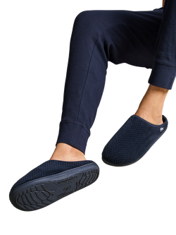 totes Isotoner Swept Back Popcorn Mule Slippers - view 2, Navy