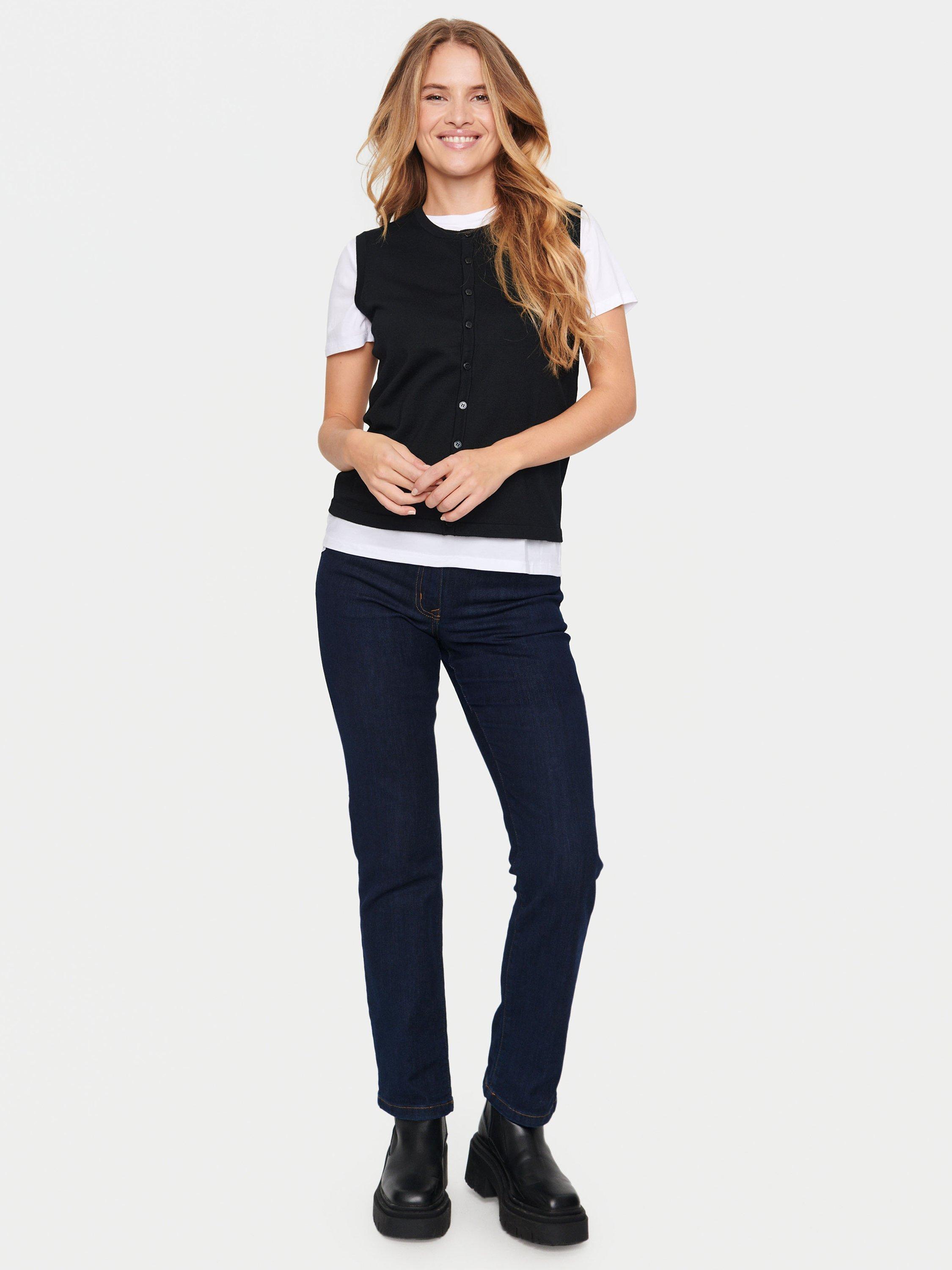 Product image 3 of 5, which shows Saint Tropez Mila Vest Cardigan, Black, S