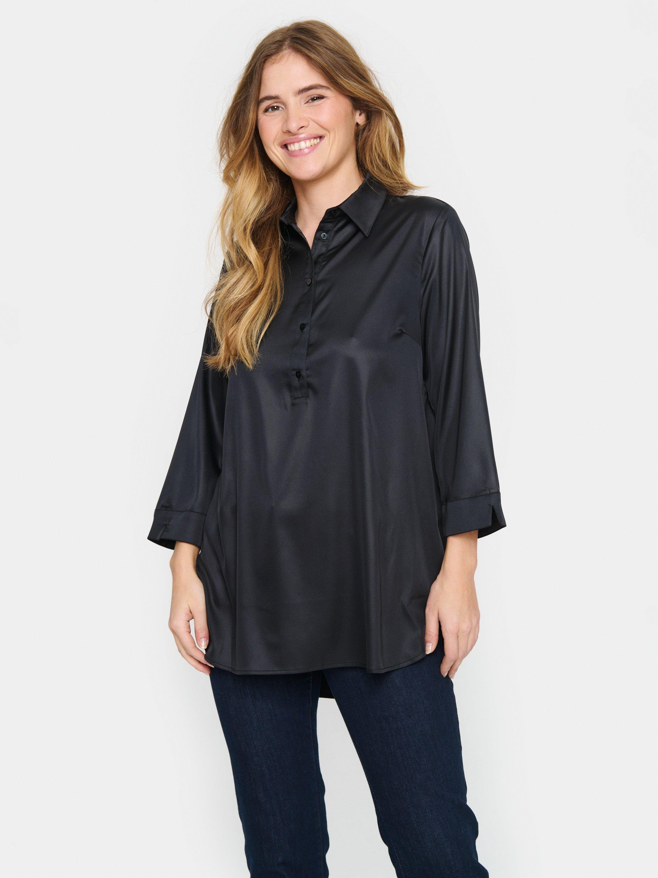 Product image 1 of 5, which shows Saint Tropez Zhor Satin Tunic, Black, XS