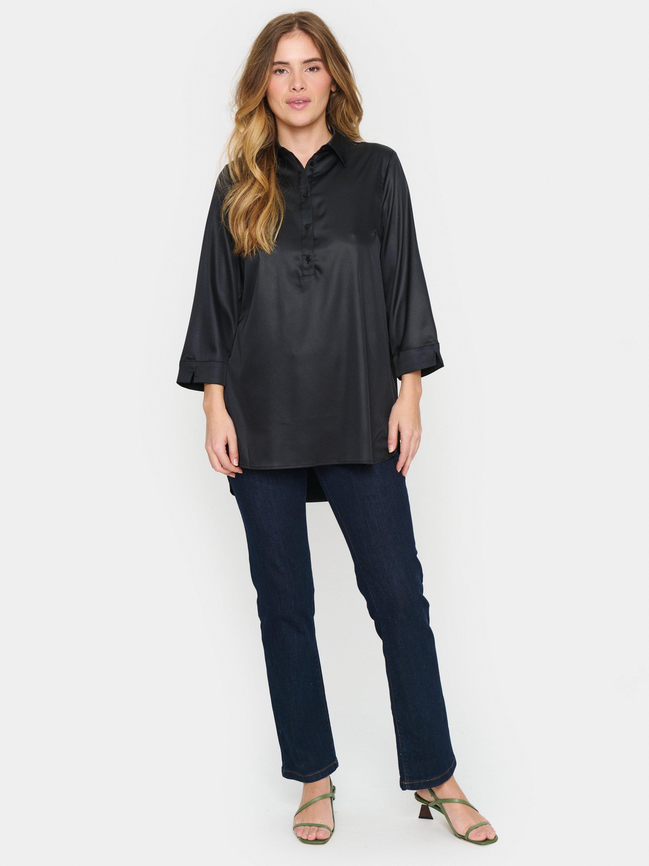 Product image 2 of 5, which shows Saint Tropez Zhor Satin Tunic, Black, XS