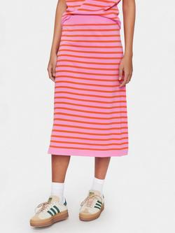 Saint Tropez Mila Stripe Knit Midi Skirt, Fuchsia Pink, Fuchsia Pink