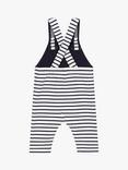 Petit Bateau Baby Striped Salopette Dungarees, Marshmallow/Smoking Blue