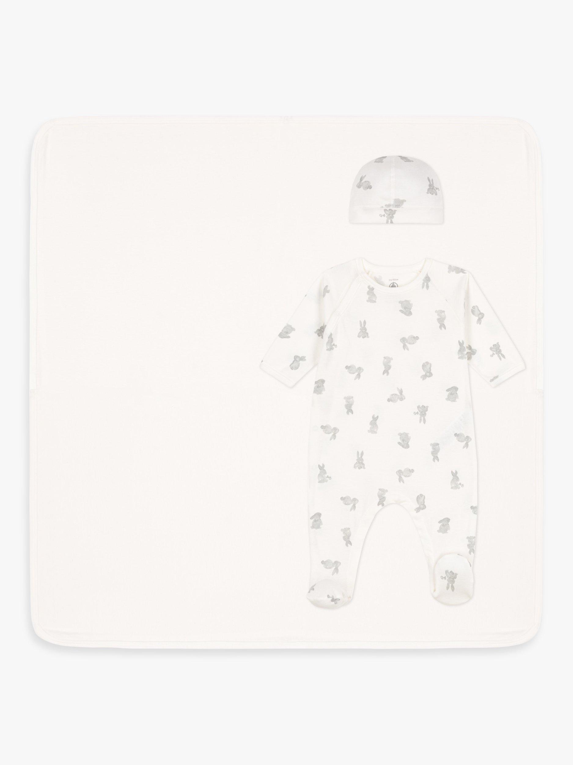 Product image 1 of 4, which shows Petit Bateau Baby 3 Piece Gift Set, Marshmallow/Grey, 3 months