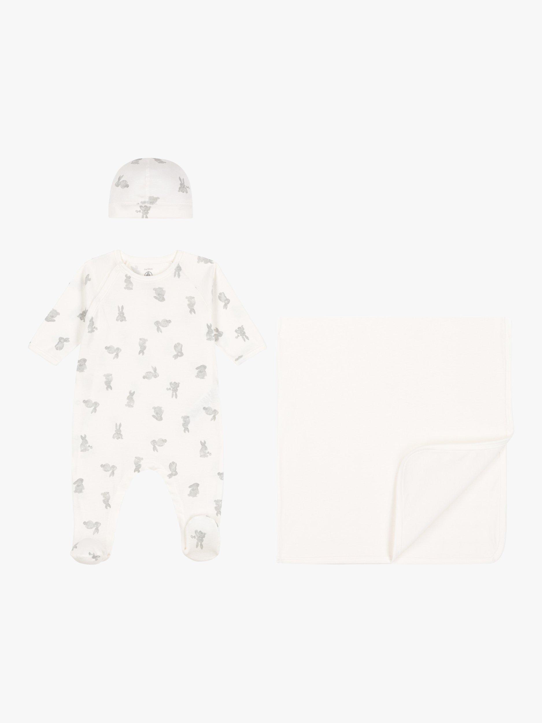 Product image 2 of 4, which shows Petit Bateau Baby 3 Piece Gift Set, Marshmallow/Grey, 3 months