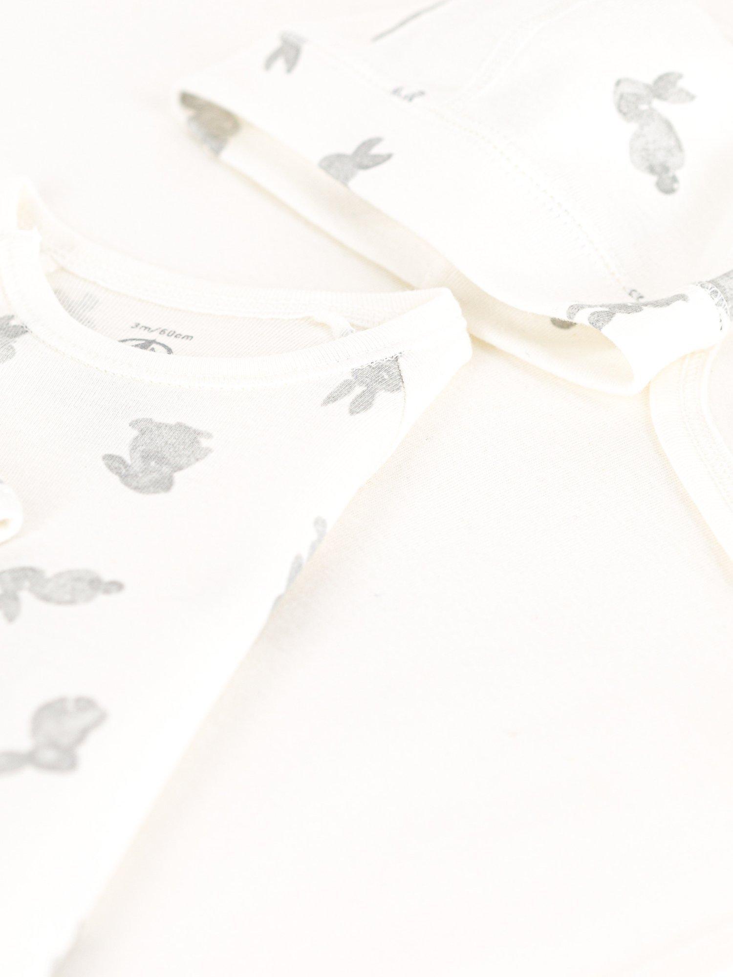 Product image 3 of 4, which shows Petit Bateau Baby 3 Piece Gift Set, Marshmallow/Grey, 3 months