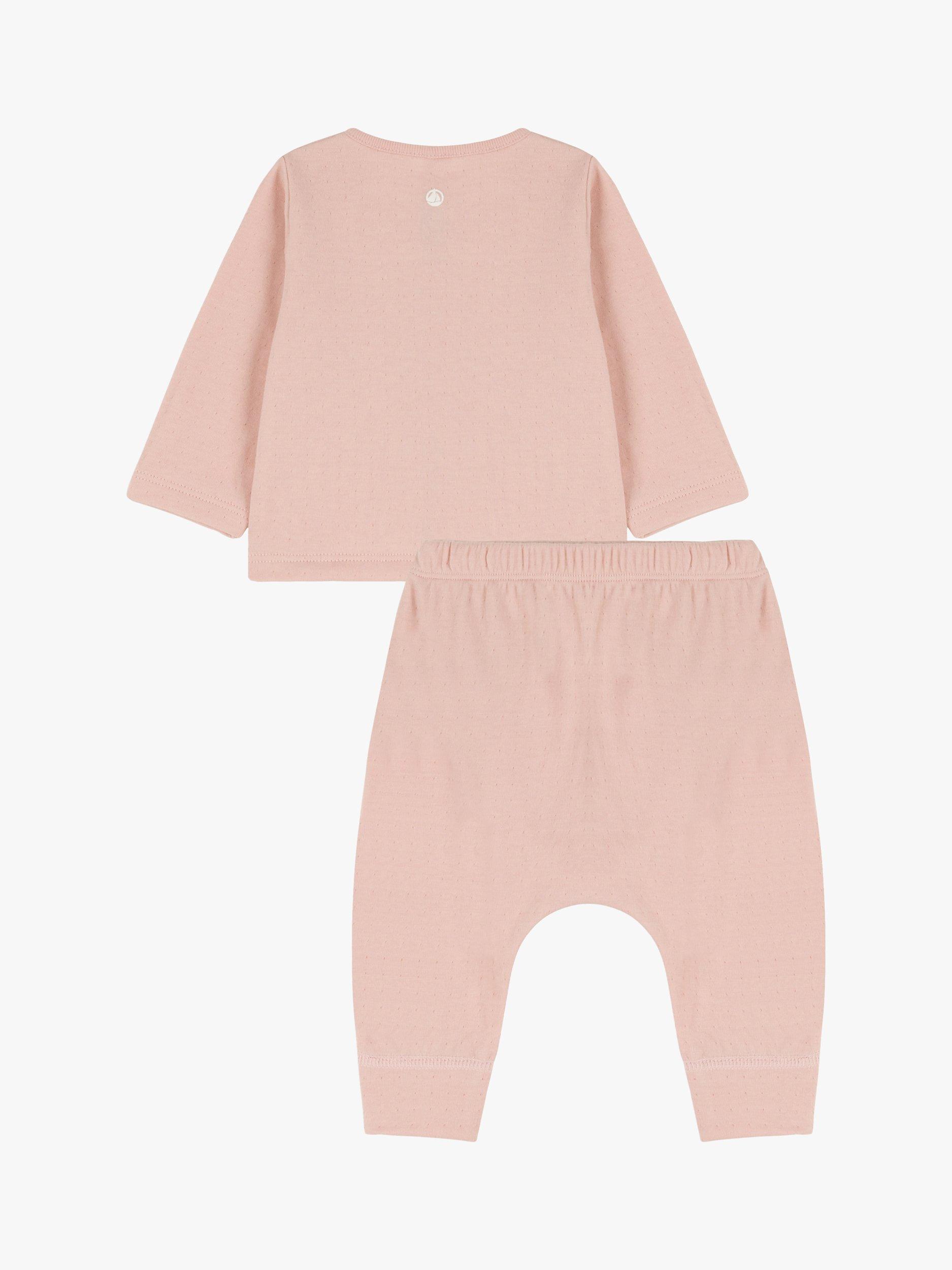 Product image 2 of 4, which shows Petit Bateau Baby Tube Knit Cotton Cardigan & Leggings Set, Saline Pink, 3 months