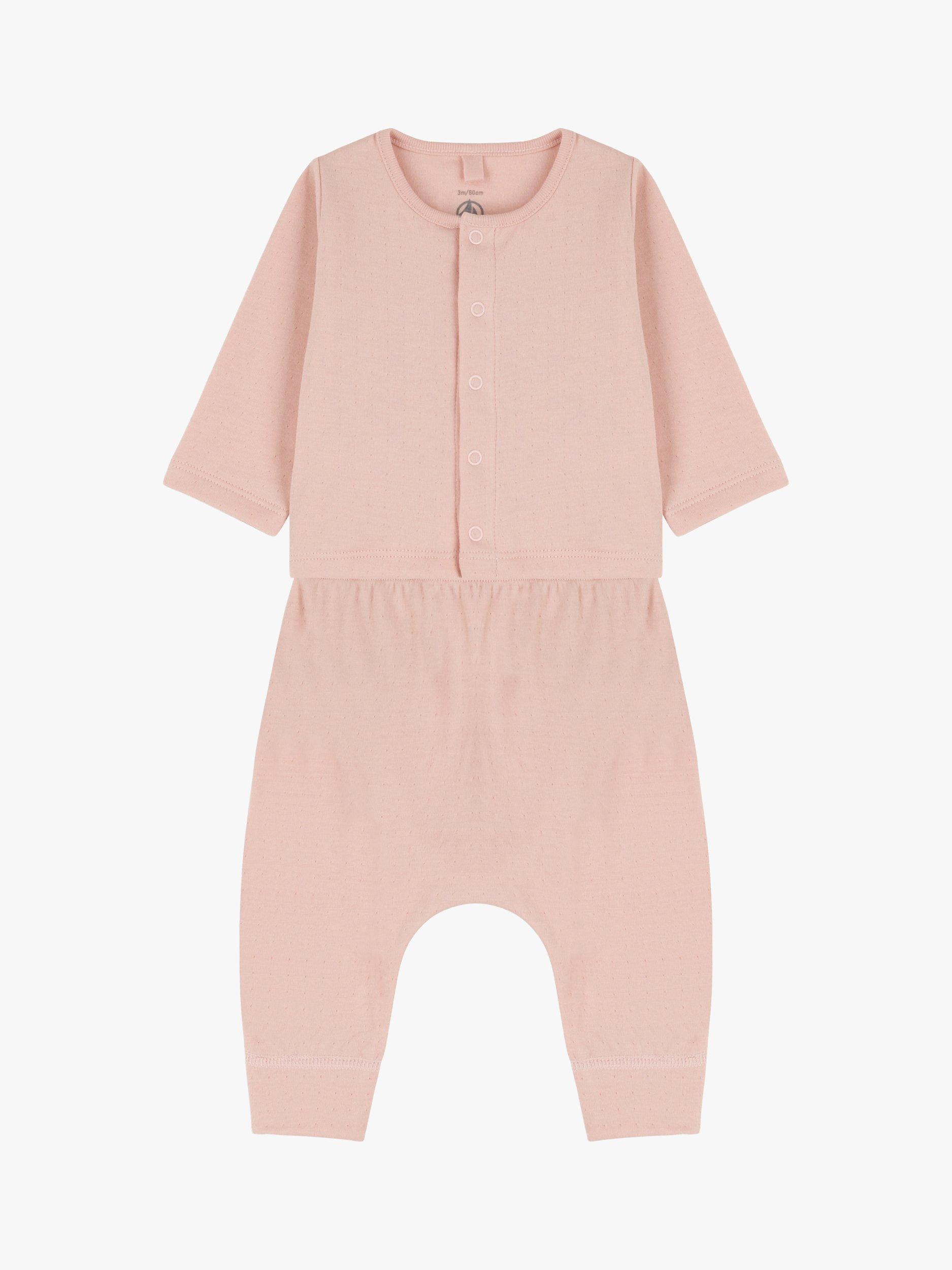 Product image 3 of 4, which shows Petit Bateau Baby Tube Knit Cotton Cardigan & Leggings Set, Saline Pink, 3 months
