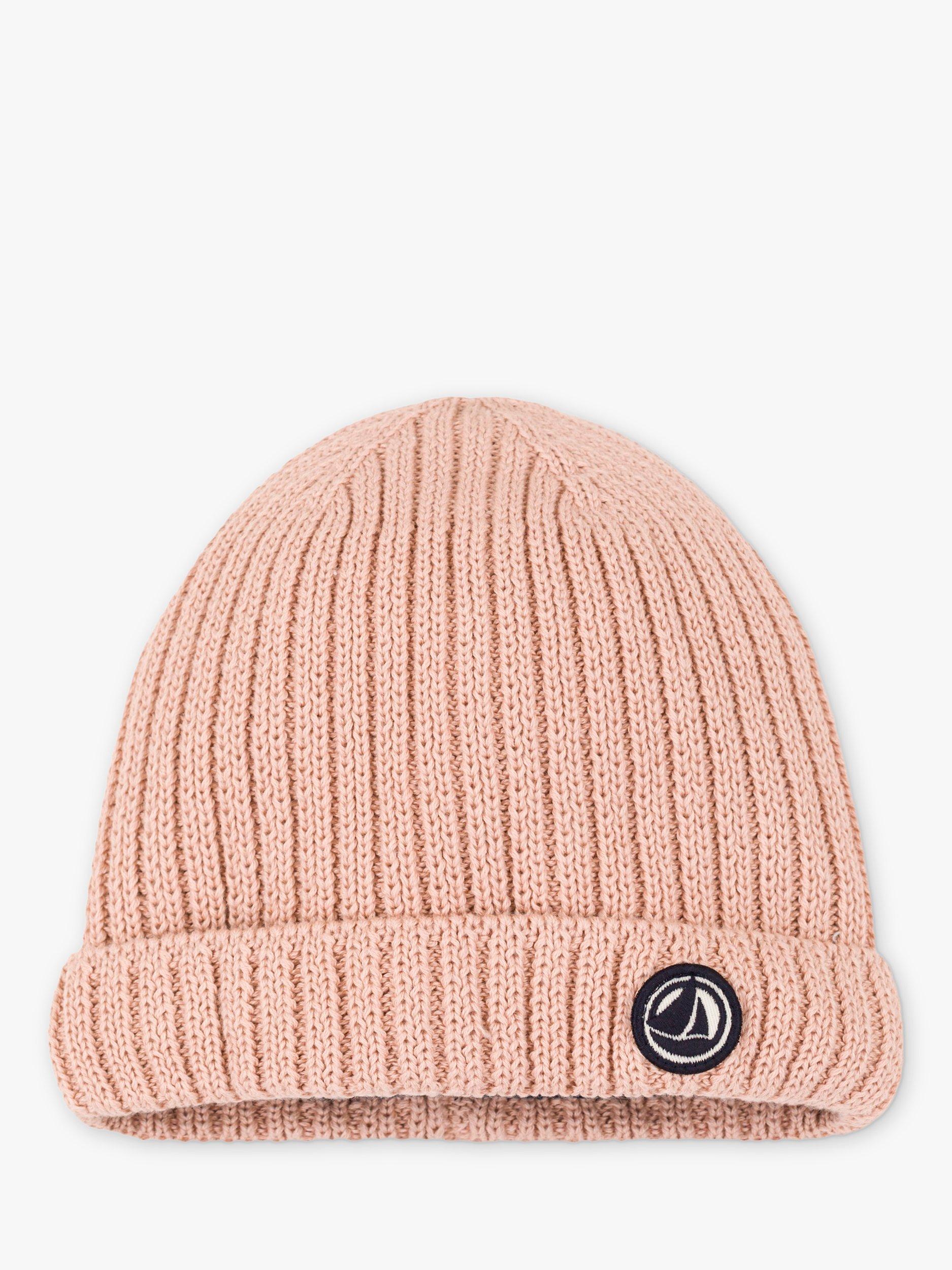Product image 1 of 2, which shows Petit Bateau Baby Cotton Knit Beanie Hat, Saline Pink, 12-18 months