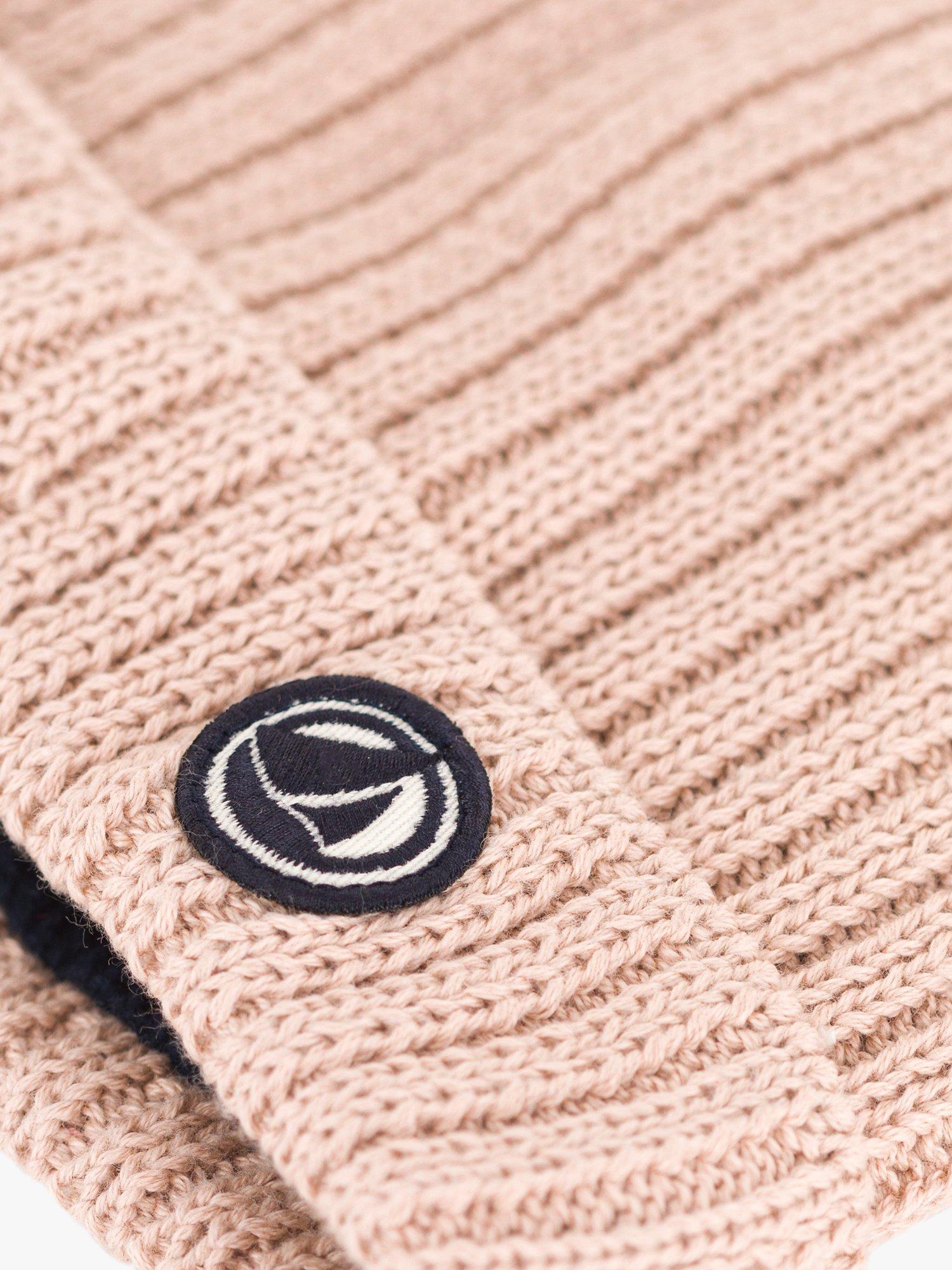 Product image 2 of 2, which shows Petit Bateau Baby Cotton Knit Beanie Hat, Saline Pink, 12-18 months