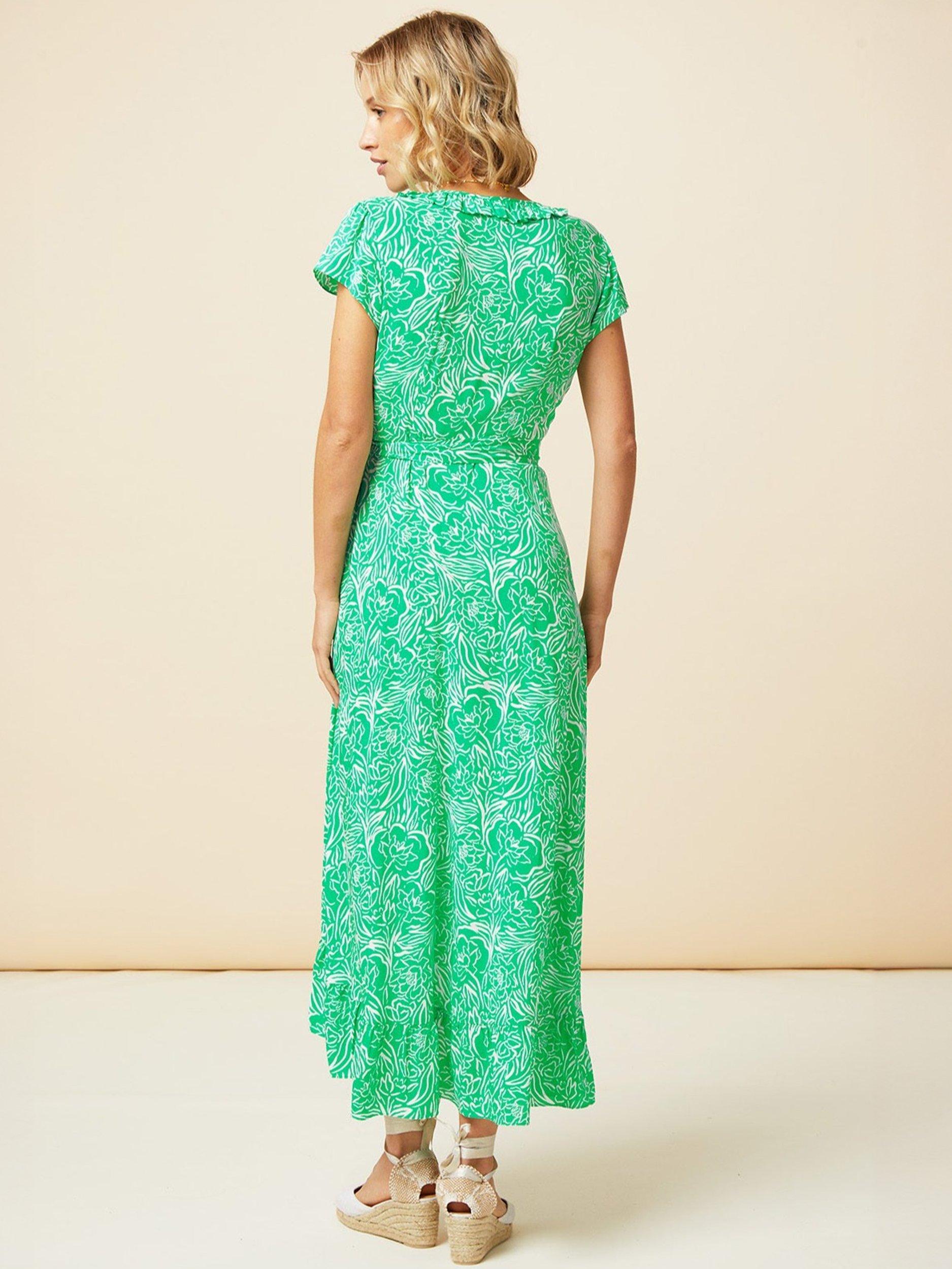 Maxi Dress Green And White Wrap Dress Aspiga Demi Wrap Midi Dress,  Green/Multi