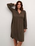 KAFFE Babett Polka Dot Knee Length Dress, Major Brown/Ivory