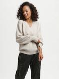 KAFFE Merana V-Neck Jumper, Sand Melange