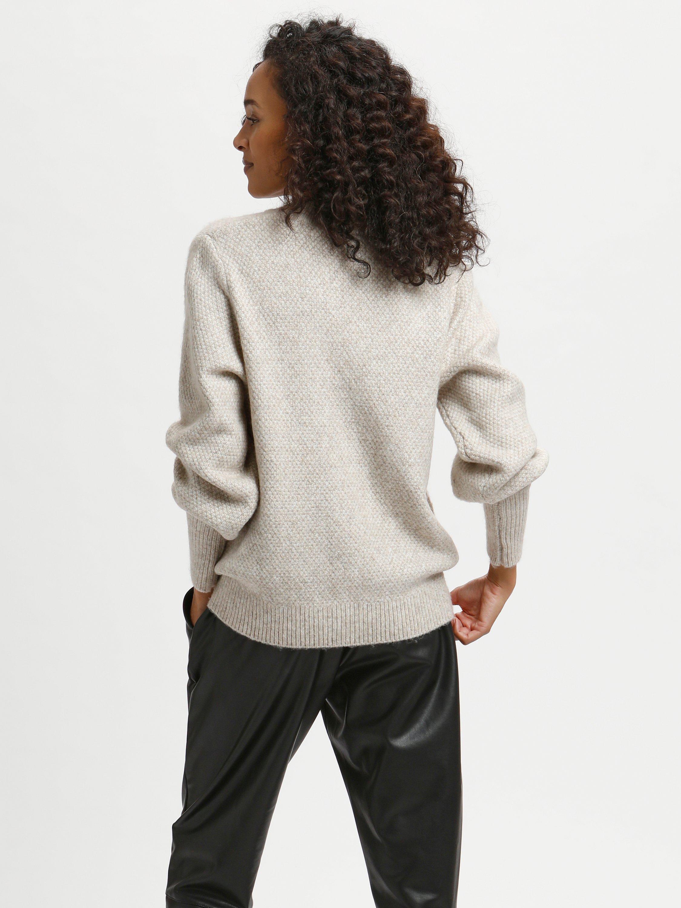Product image 2 of 6, which shows KAFFE Merana V-Neck Jumper, Sand Melange, XS