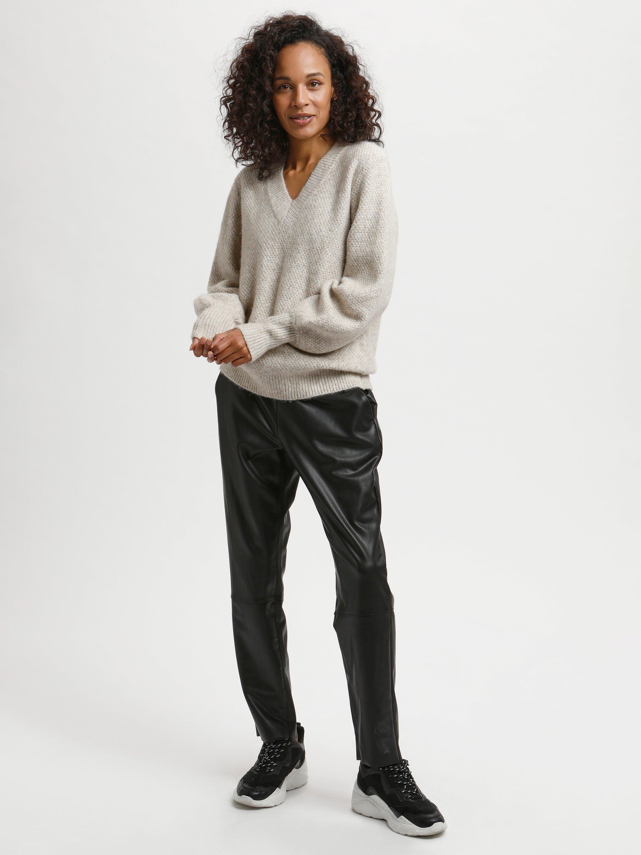 Product image 3 of 6, which shows KAFFE Merana V-Neck Jumper, Sand Melange, XS