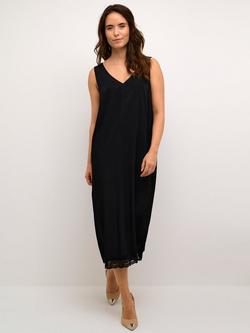 KAFFE Alma Lace Hem Slip Dress, Black, Black