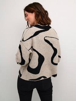 KAFFE Wilma Graphic Wool Blend Jumper, Black/Natural - view 2, Black/Natural