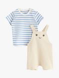 Lindex Baby T-Shirt and Bib Shorts Set, Light Blue