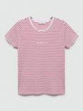 Mango Mangora Stripe Logo T-Shirt, Red/White