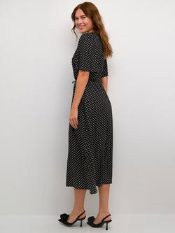 KAFFE KAthora Polka Dot Midi Dress, Black/Chalk Dot - view 2, Black/Chalk Dot