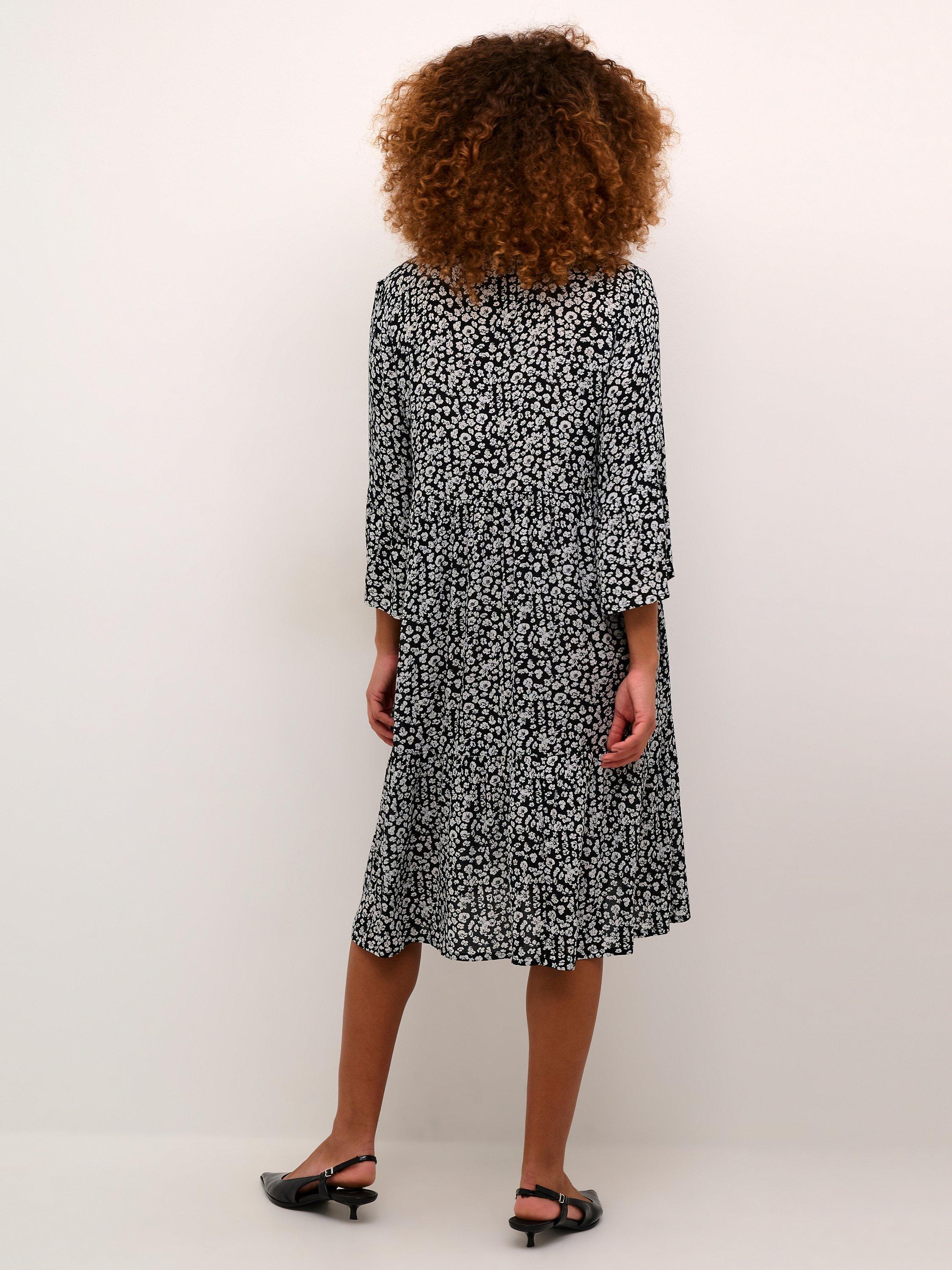 Product image 3 of 5, which shows KAFFE Hera Floral Dress, Black/Chalk, 8