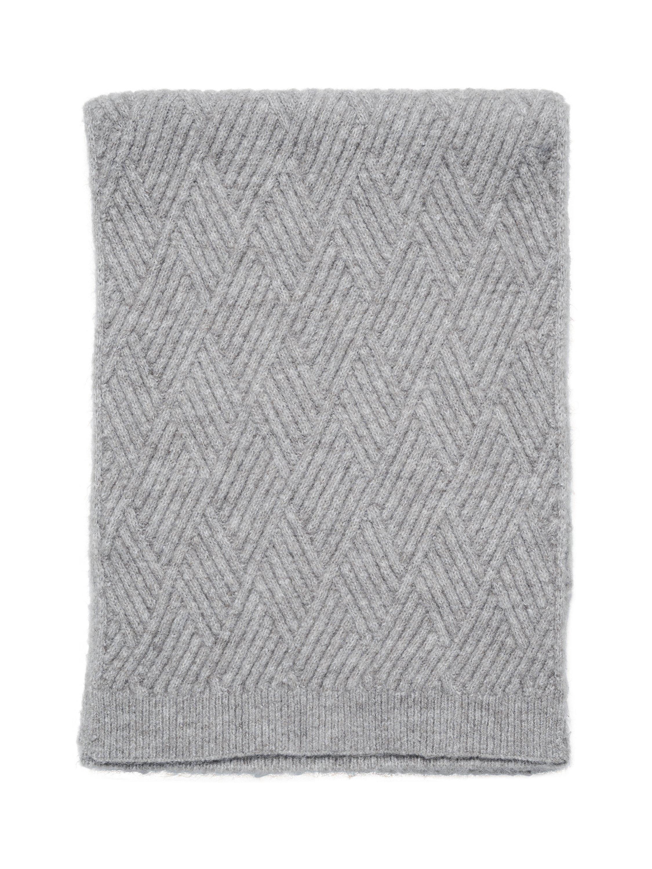 Product image 3 of 3, which shows KAFFE Getty Cable Knit Wool Blend Scarf, Grey Melange