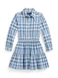 Ralph Lauren Kids' Check Day Dress, Blue Cream