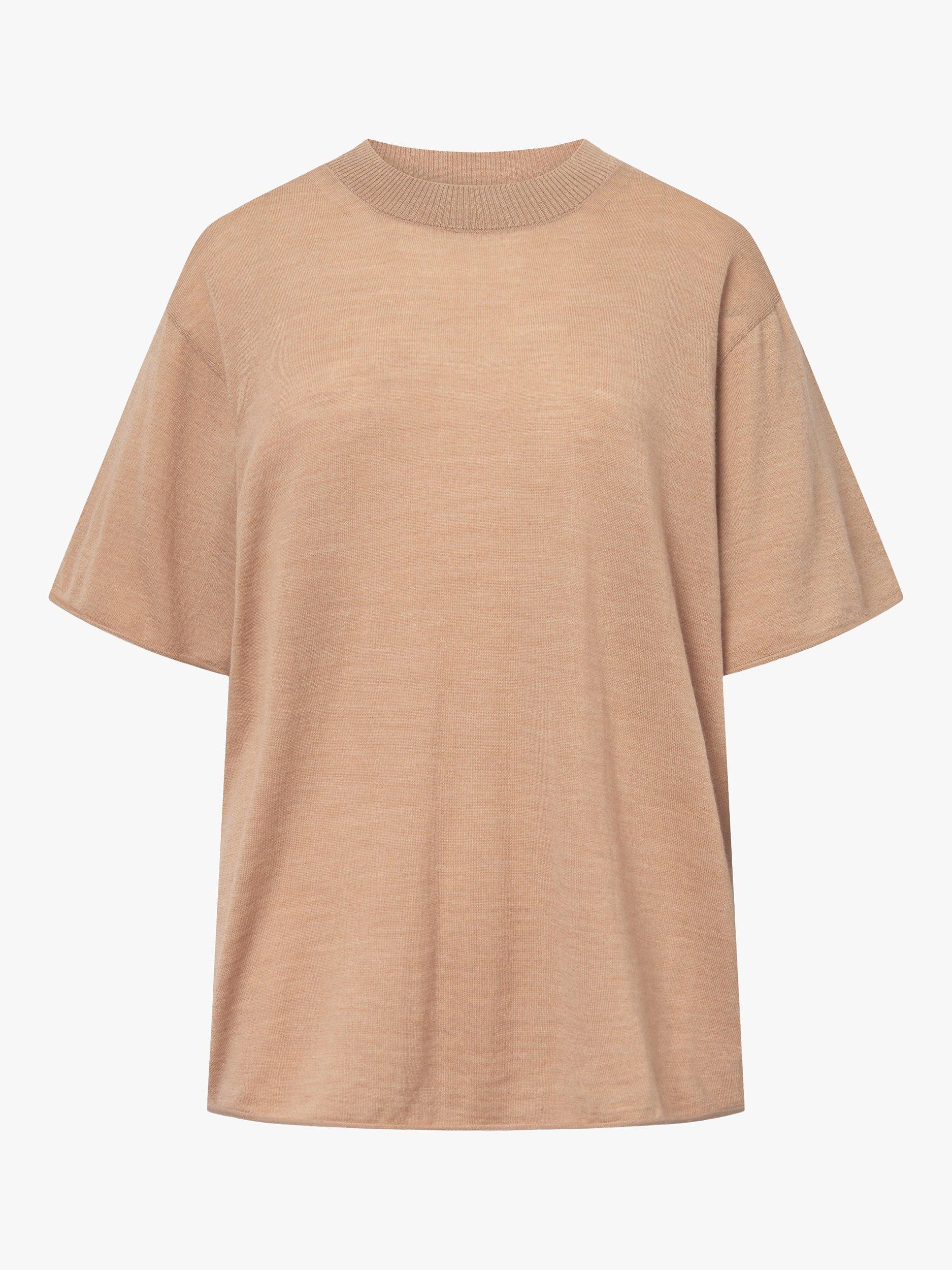 Product image 1 of 4, which shows Lovechild 1979 Tessa Merino Wool Knit Top, Tan, XS