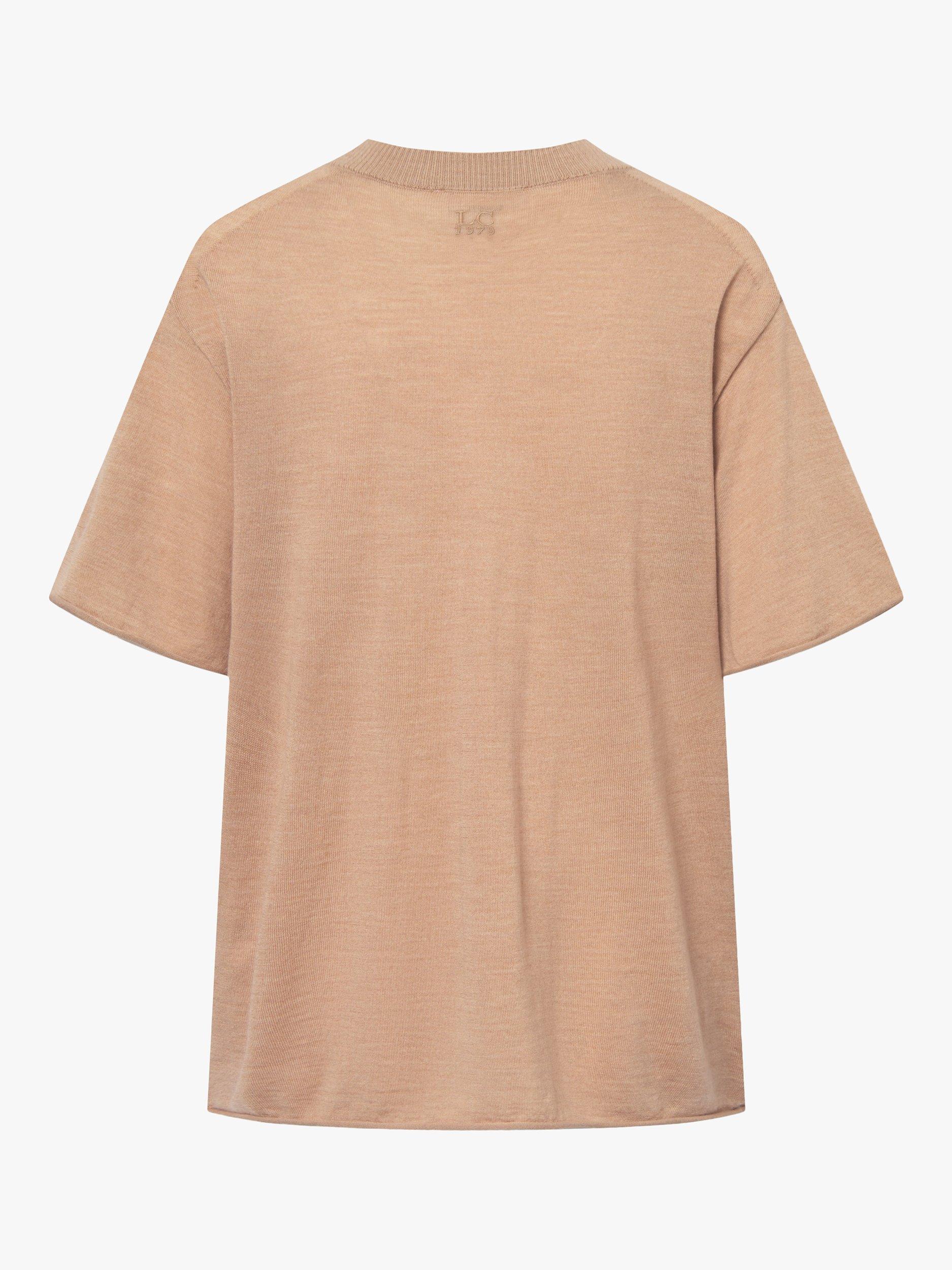 Product image 2 of 4, which shows Lovechild 1979 Tessa Merino Wool Knit Top, Tan, XS