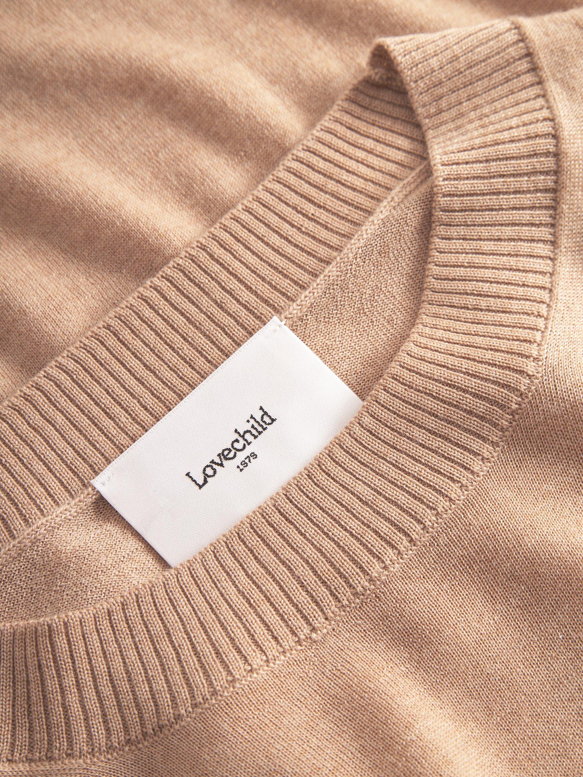 Product image 3 of 4, which shows Lovechild 1979 Tessa Merino Wool Knit Top, Tan, XS