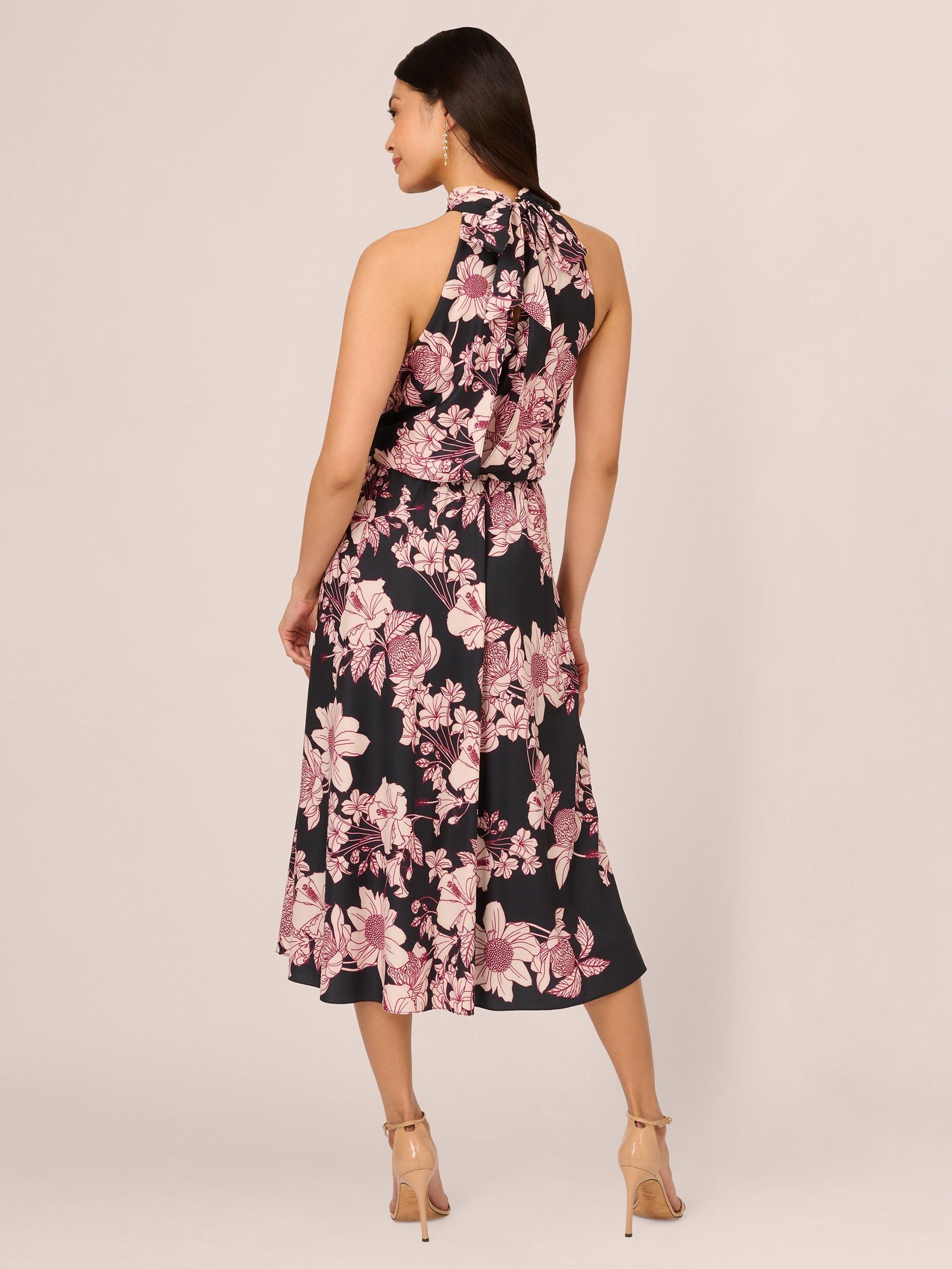 Product image 2 of 7, which shows Adrianna Papell Floral Halterneck Dress, Black/Multi, 12