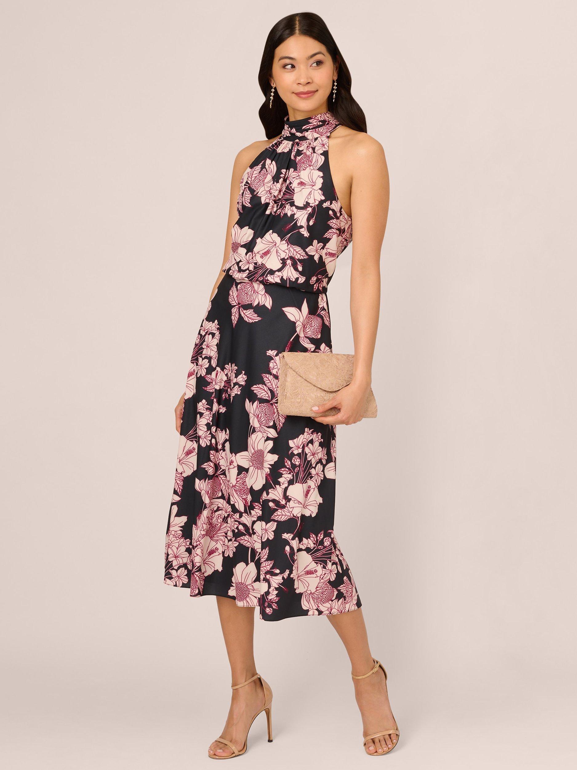 Product image 3 of 7, which shows Adrianna Papell Floral Halterneck Dress, Black/Multi, 12
