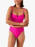 Accessorize Ribbed V-Neck Swimsuit, Pink