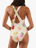 Accessorize Floral Cross Back Swimsuit, White