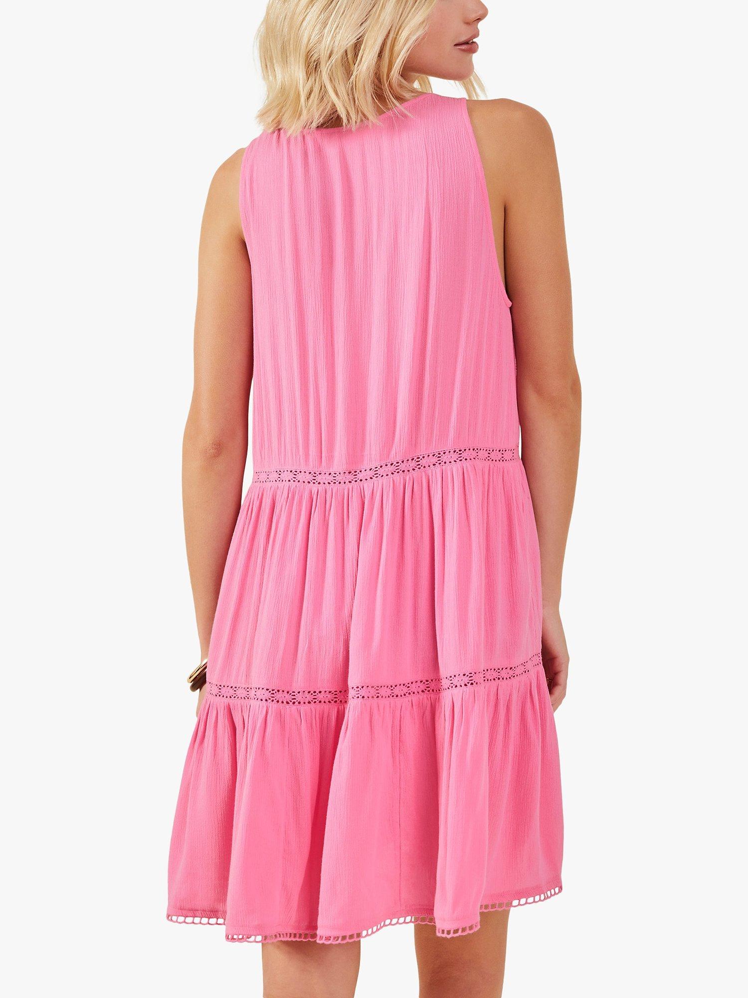 Product image 2 of 4, which shows Accessorize Lace Insert Swing Mini Dress, Pink, XS