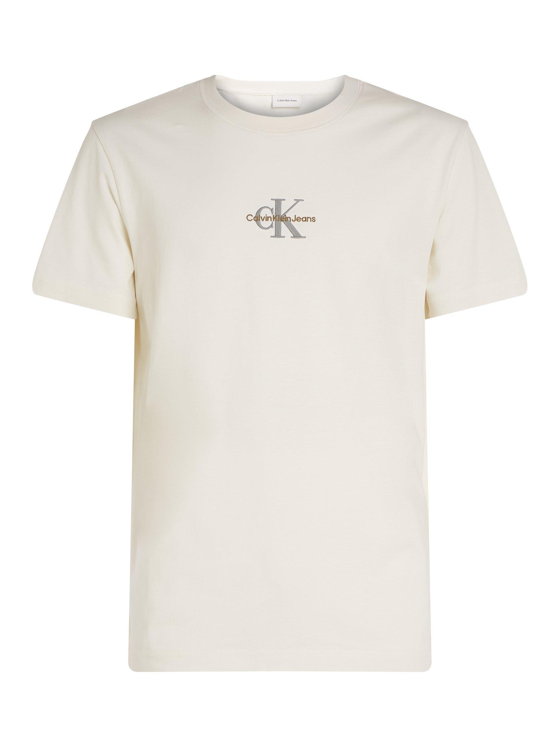 Product image 4 of 6, which shows Calvin Klein Jeans Cotton Regular Fit Short Sleeve Monologo T-Shirt, Ivory, XS