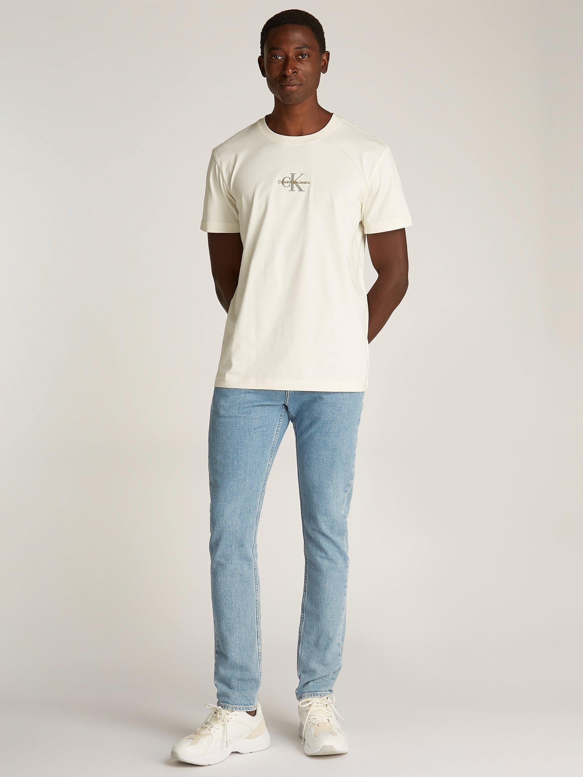 Product image 6 of 6, which shows Calvin Klein Jeans Cotton Regular Fit Short Sleeve Monologo T-Shirt, Ivory, XS