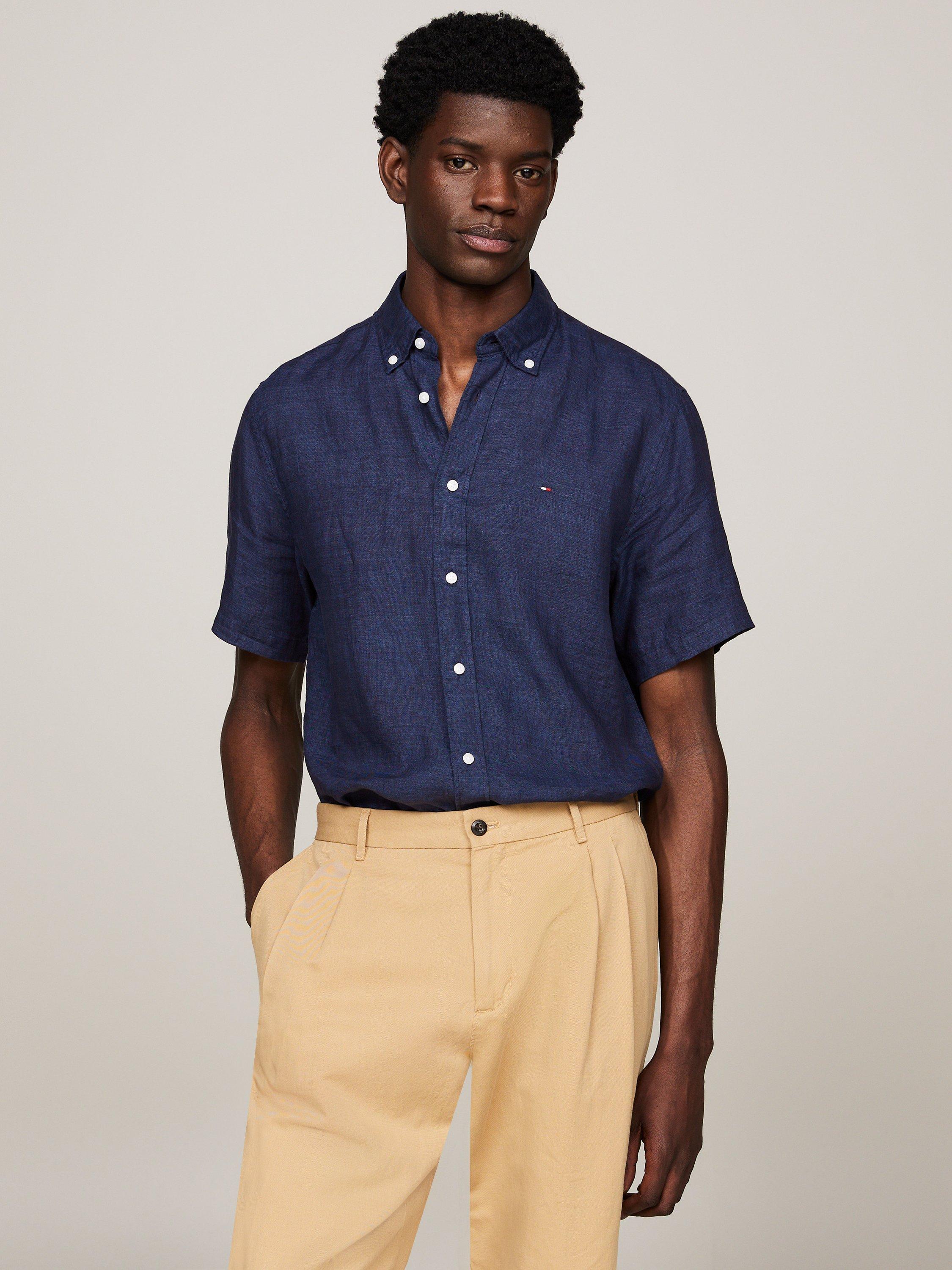 Tommy Hilfiger Pigment Dyed Linen Shirt, Carbon Navy, XS