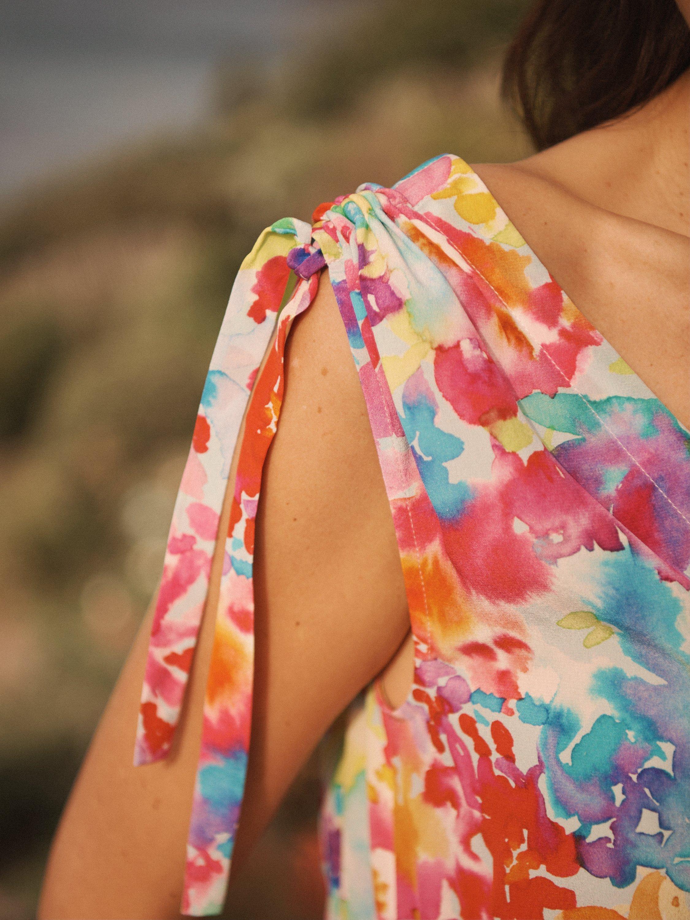 Product image 5 of 8, which shows NRBY Celia Watercolour Floral Silk Jumpsuit, Multi, M
