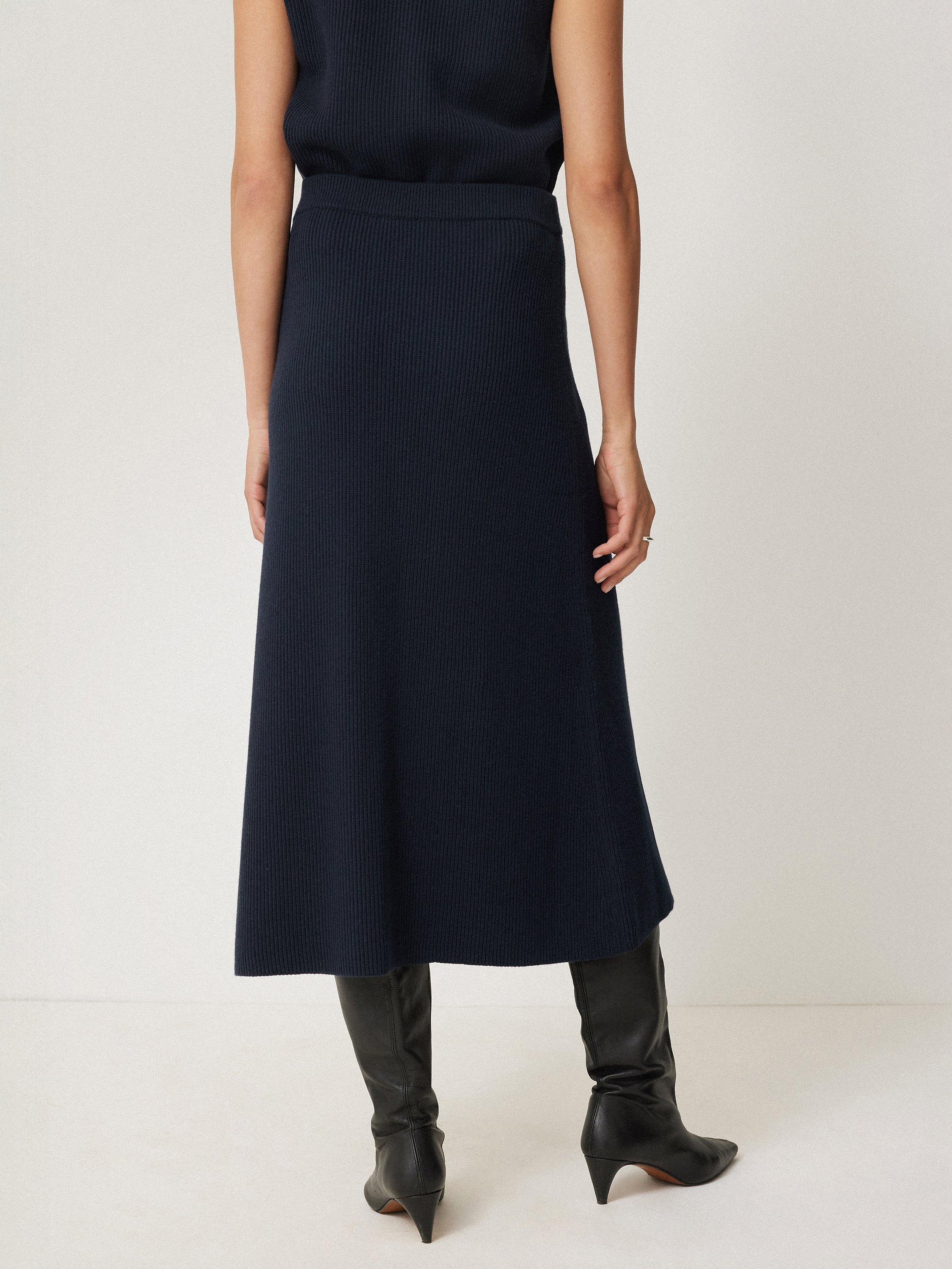 Jigsaw Cotton Blend Knit Skirt Navy