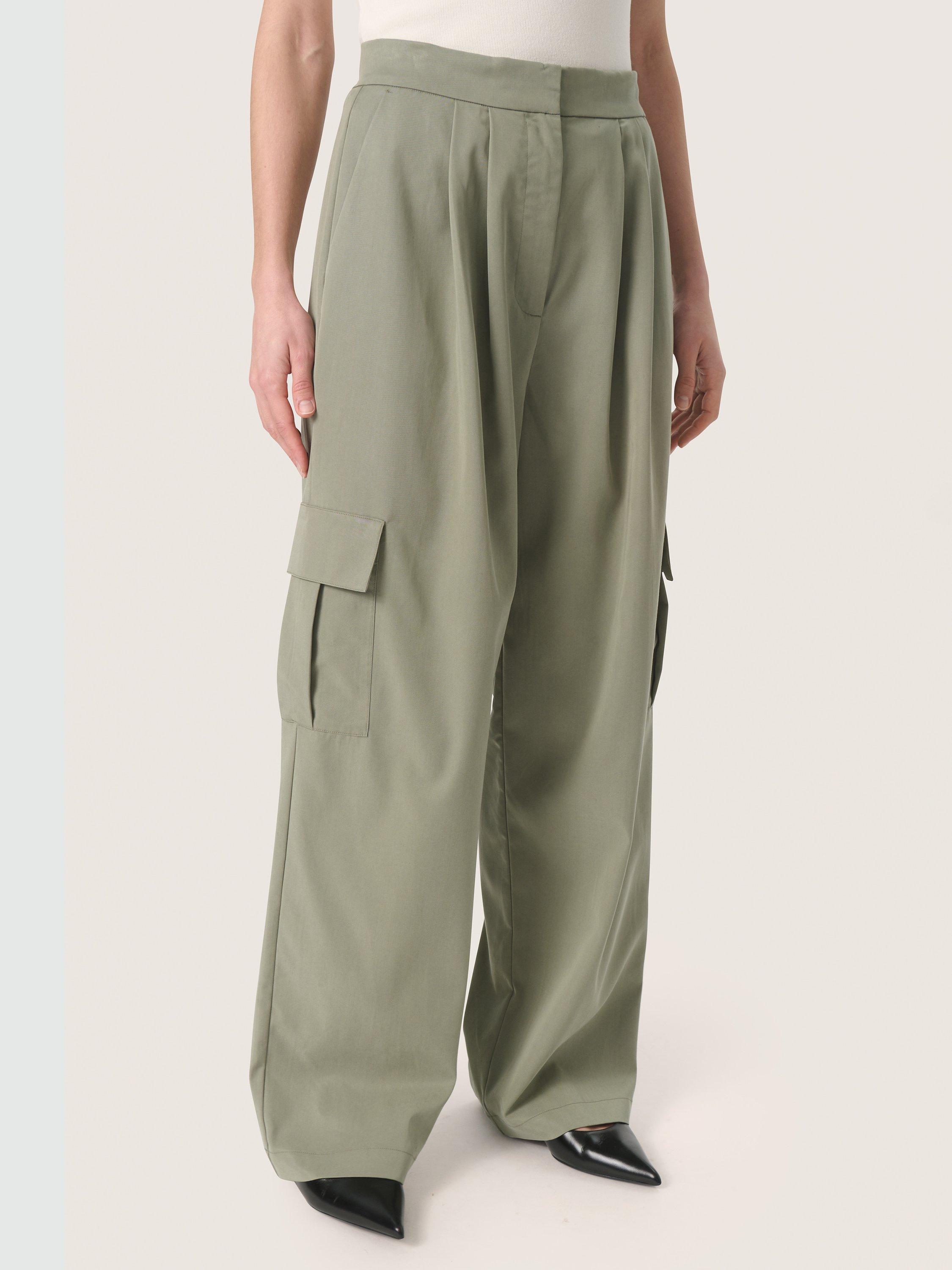 Product image 1 of 5, which shows Soaked In Luxury Kellie Cargo Trousers, Grey, XS