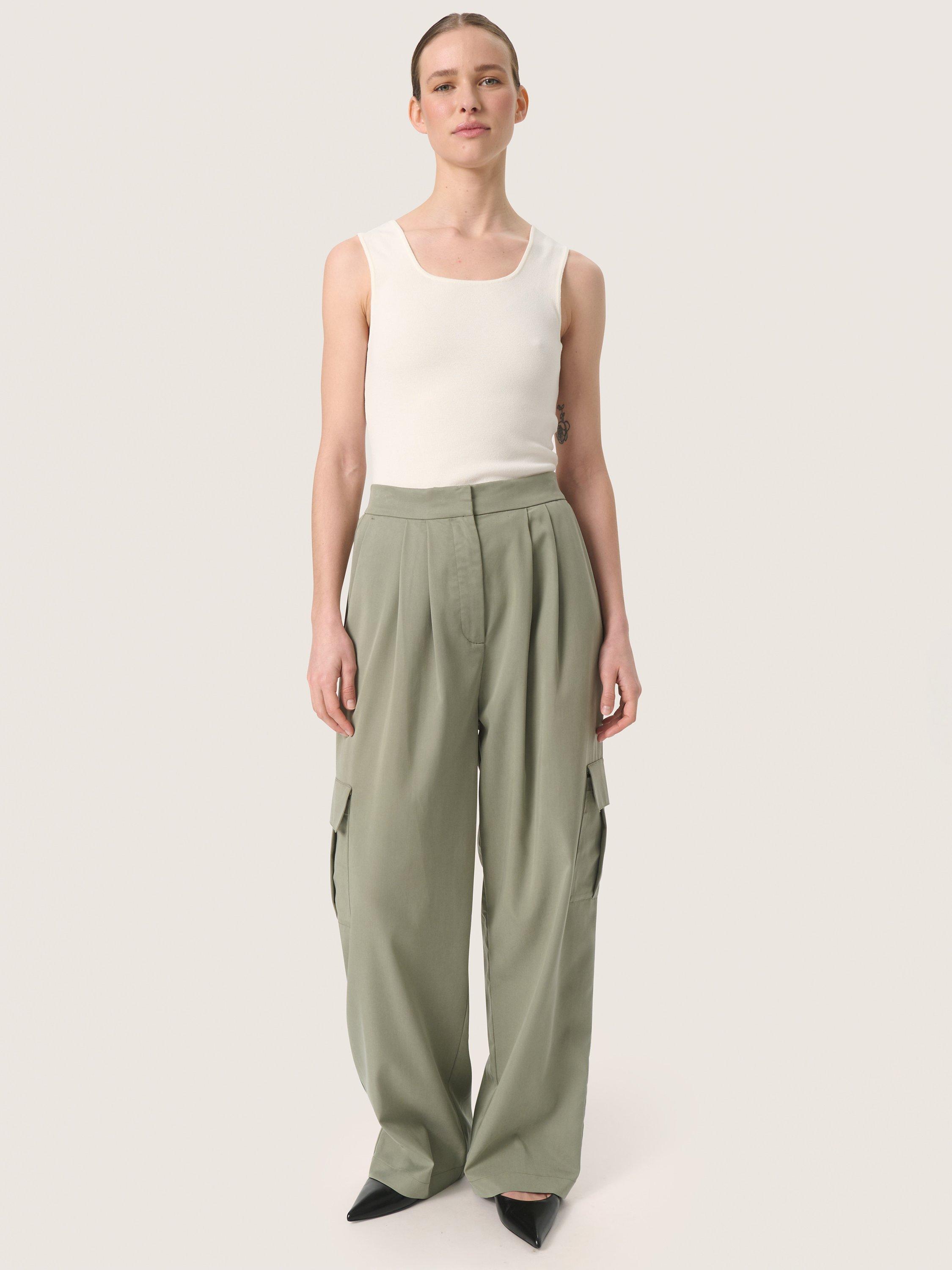 Product image 3 of 5, which shows Soaked In Luxury Kellie Cargo Trousers, Grey, XS